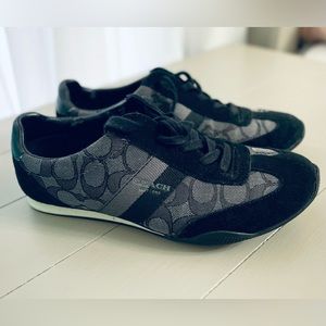 Authentic COACH Kelson Sneakers Black/Gray Suede Trim Sz 7